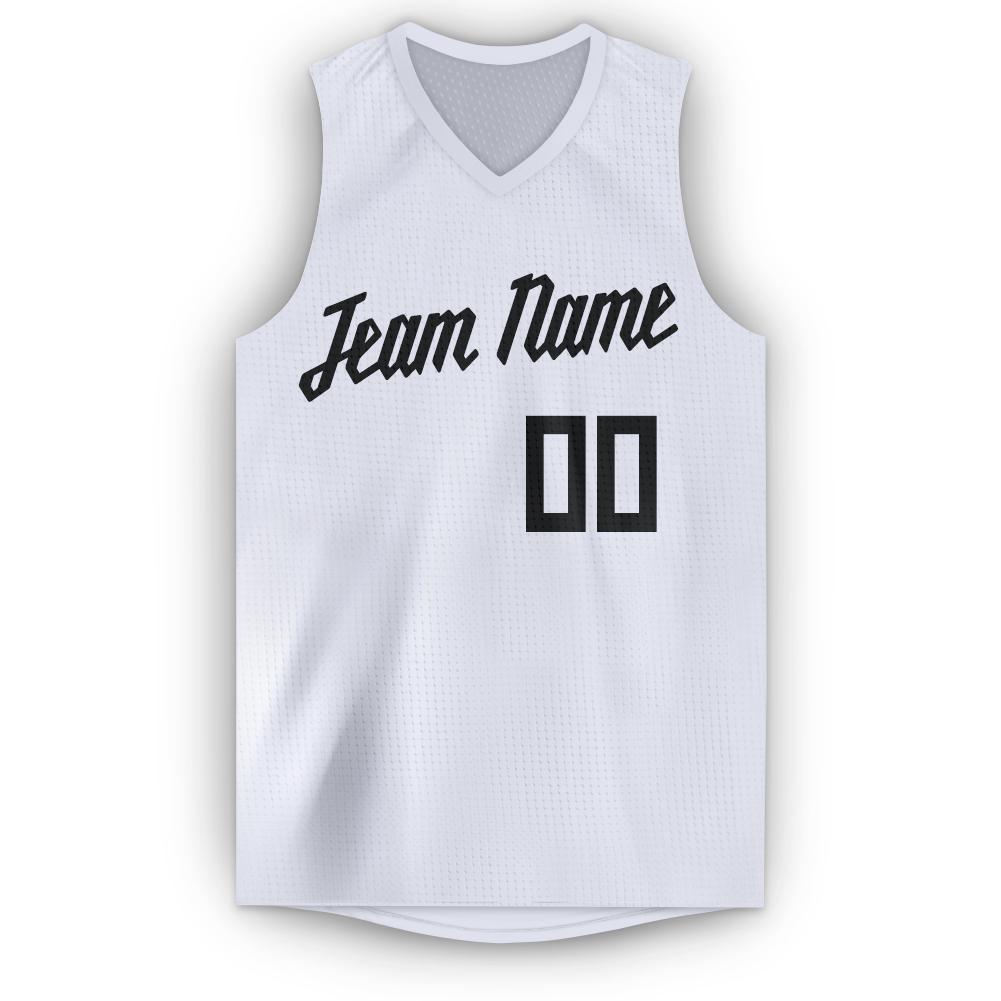 Custom White Black V-Neck Basketball Jersey