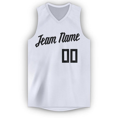 Custom White Black V-Neck Basketball Jersey