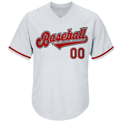 Custom White Red-Black Authentic Throwback Rib-Knit Baseball Jersey Shirt