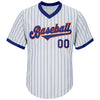 Custom White Royal Pinstripe Royal-Orange Authentic Throwback Rib-Knit Baseball Jersey Shirt