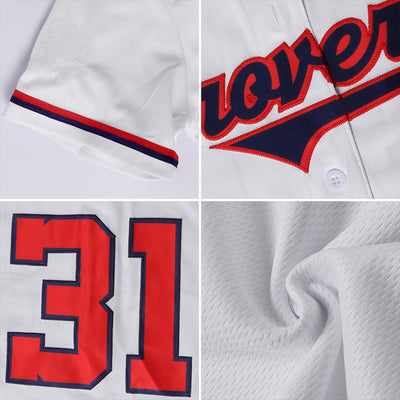 Custom White Red-Gold Authentic Baseball Jersey