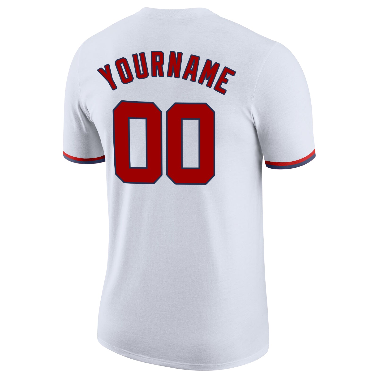 Custom White Red-Navy Performance T-Shirt