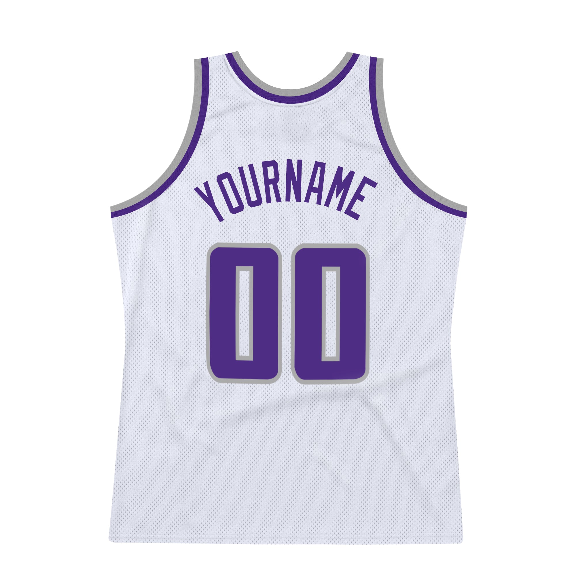 Custom White Purple-Gray Authentic Throwback Basketball Jersey