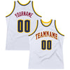 Custom White Navy-Gold Authentic Throwback Basketball Jersey