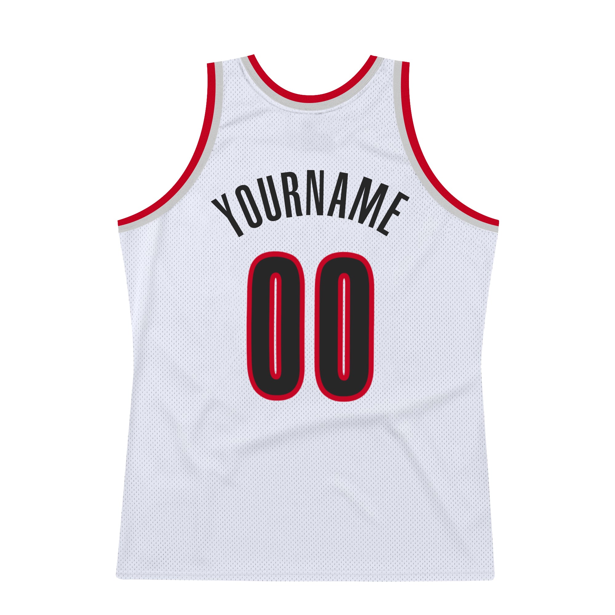 Custom White Black-Red Authentic Throwback Basketball Jersey
