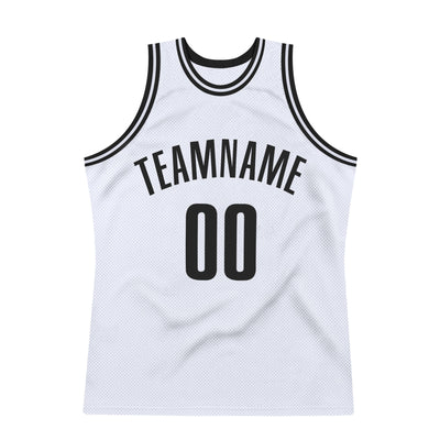 Custom White Black Authentic Throwback Basketball Jersey