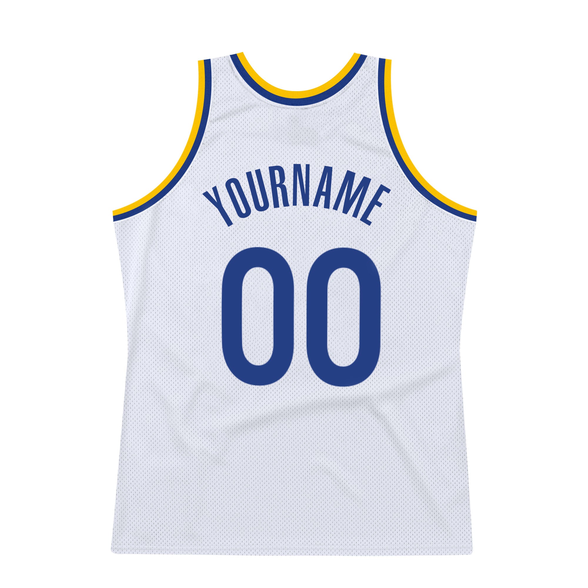 Custom White Royal-Gold Authentic Throwback Basketball Jersey