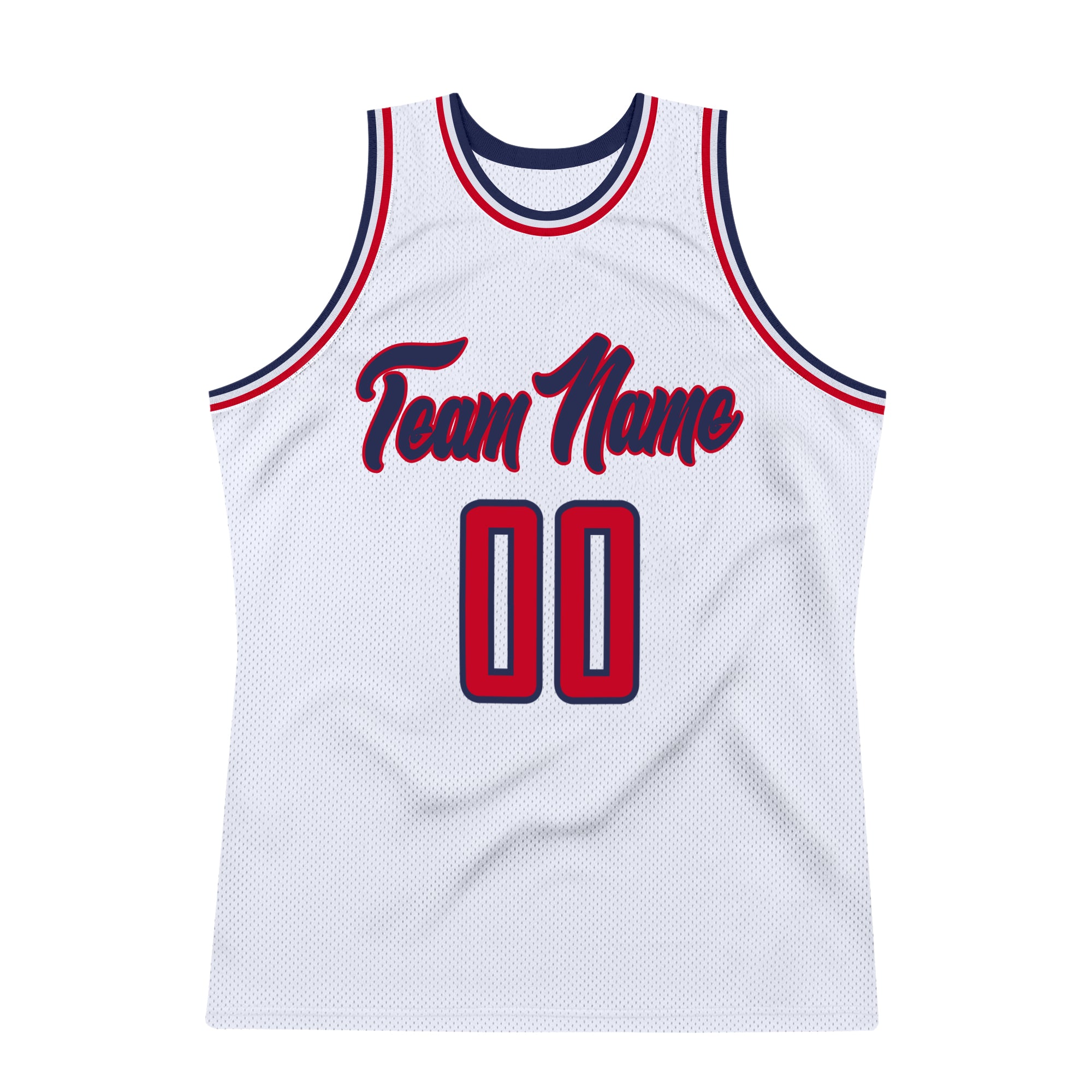 Custom White Red-Navy Authentic Throwback Basketball Jersey