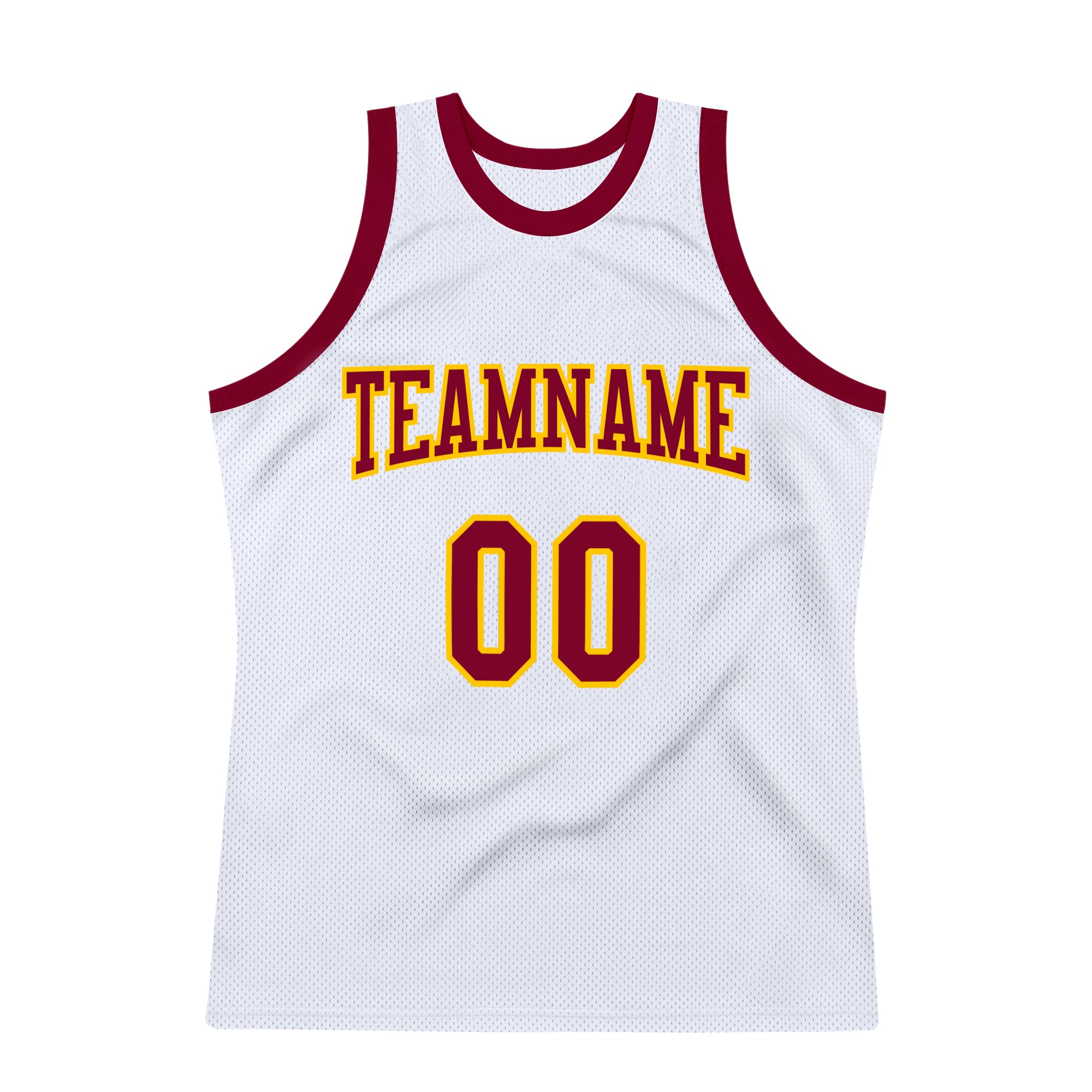 Custom White Maroon-Gold Authentic Throwback Basketball Jersey
