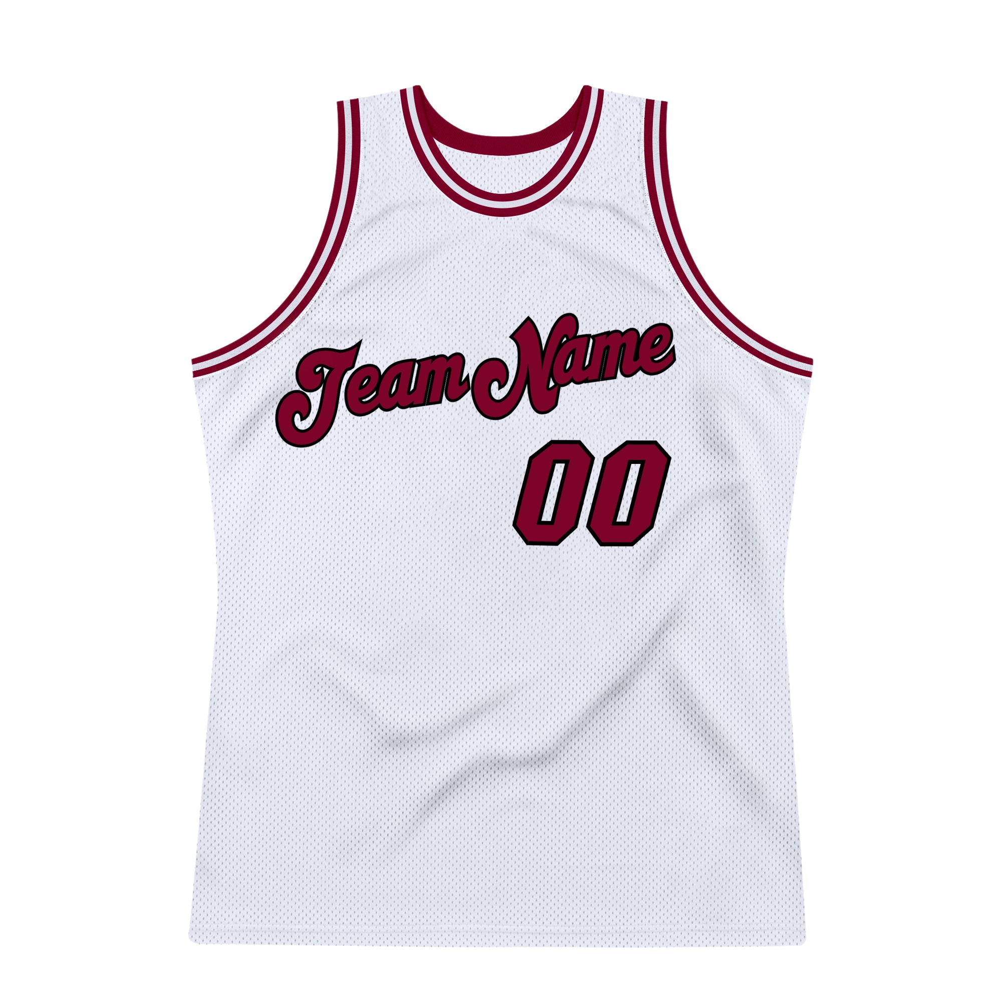 Custom White Maroon-Black Authentic Throwback Basketball Jersey