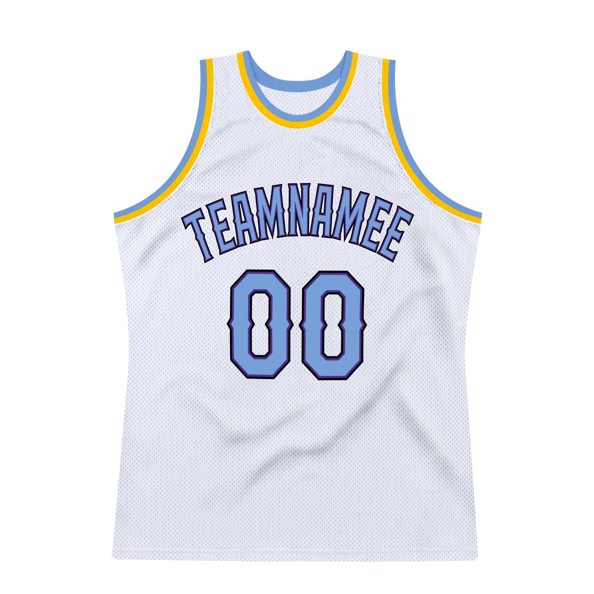 Custom White Light Blue-Purple Authentic Throwback Basketball Jersey