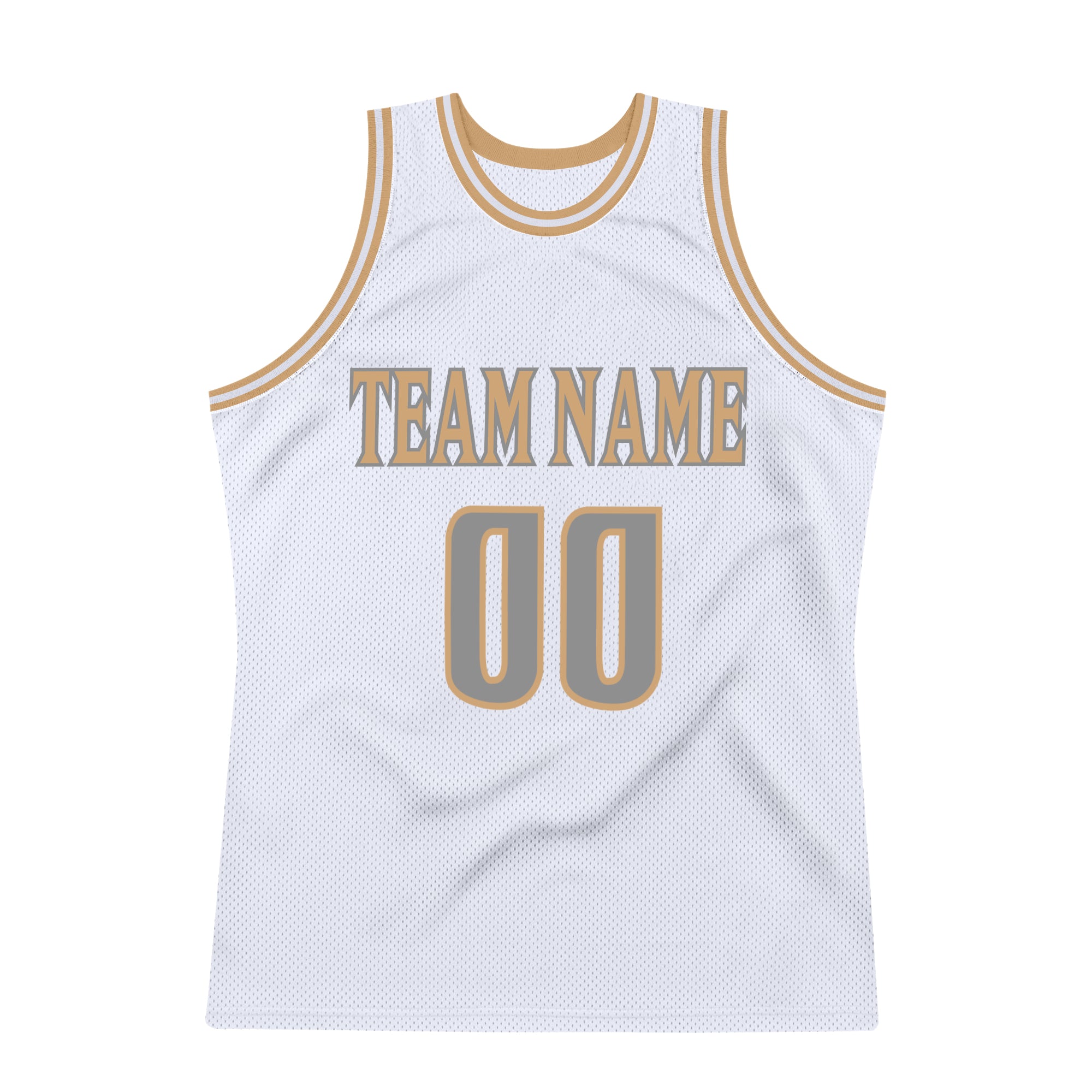 Custom White Steel Gray-Old Gold Authentic Throwback Basketball Jersey