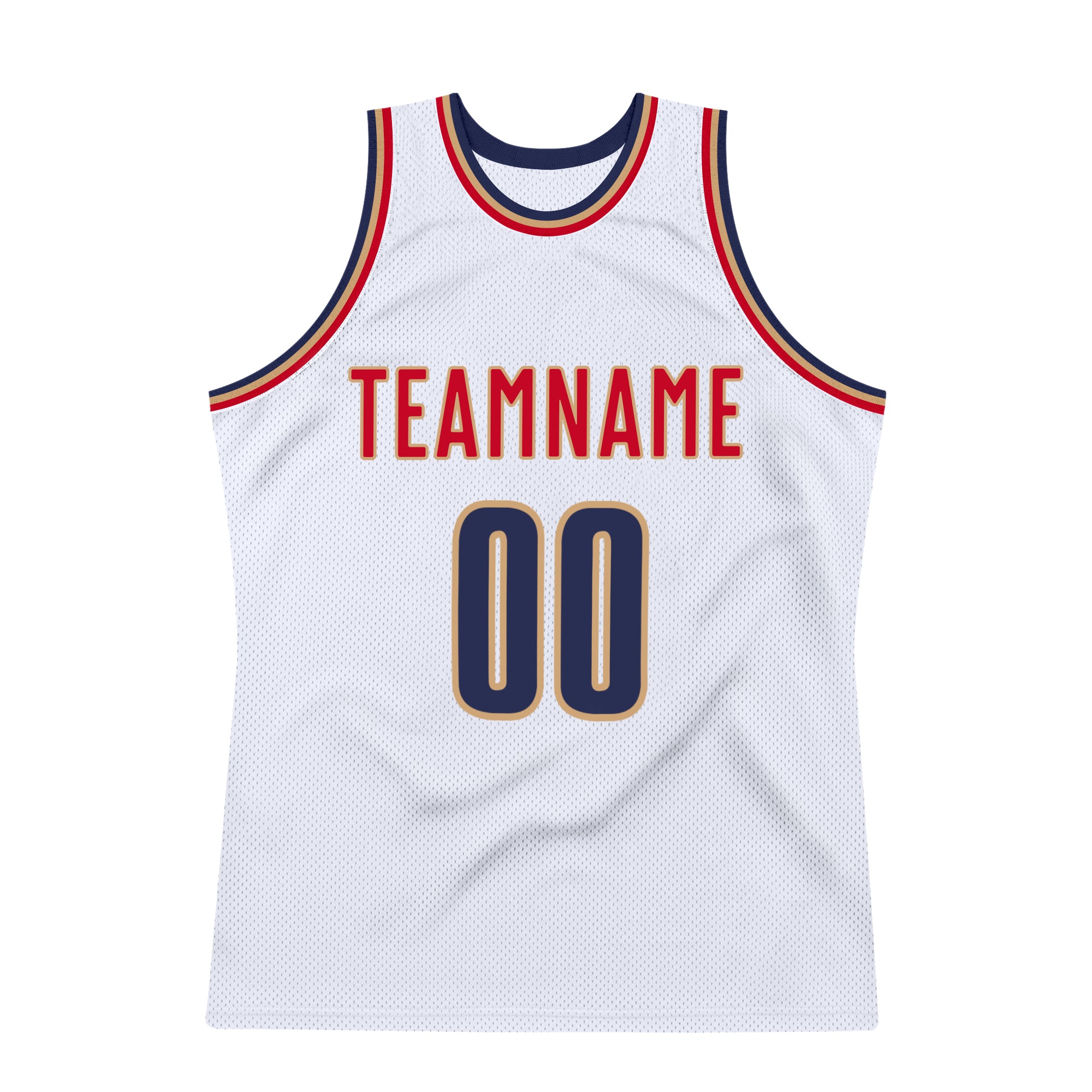 Custom White Navy-Old Gold Authentic Throwback Basketball Jersey