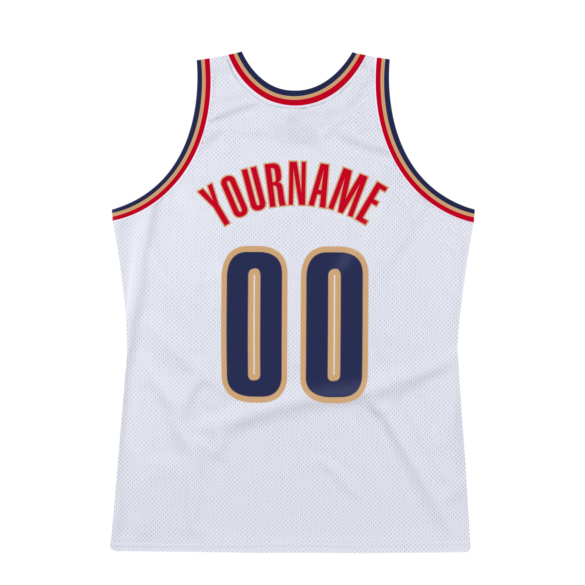 Custom White Navy-Old Gold Authentic Throwback Basketball Jersey