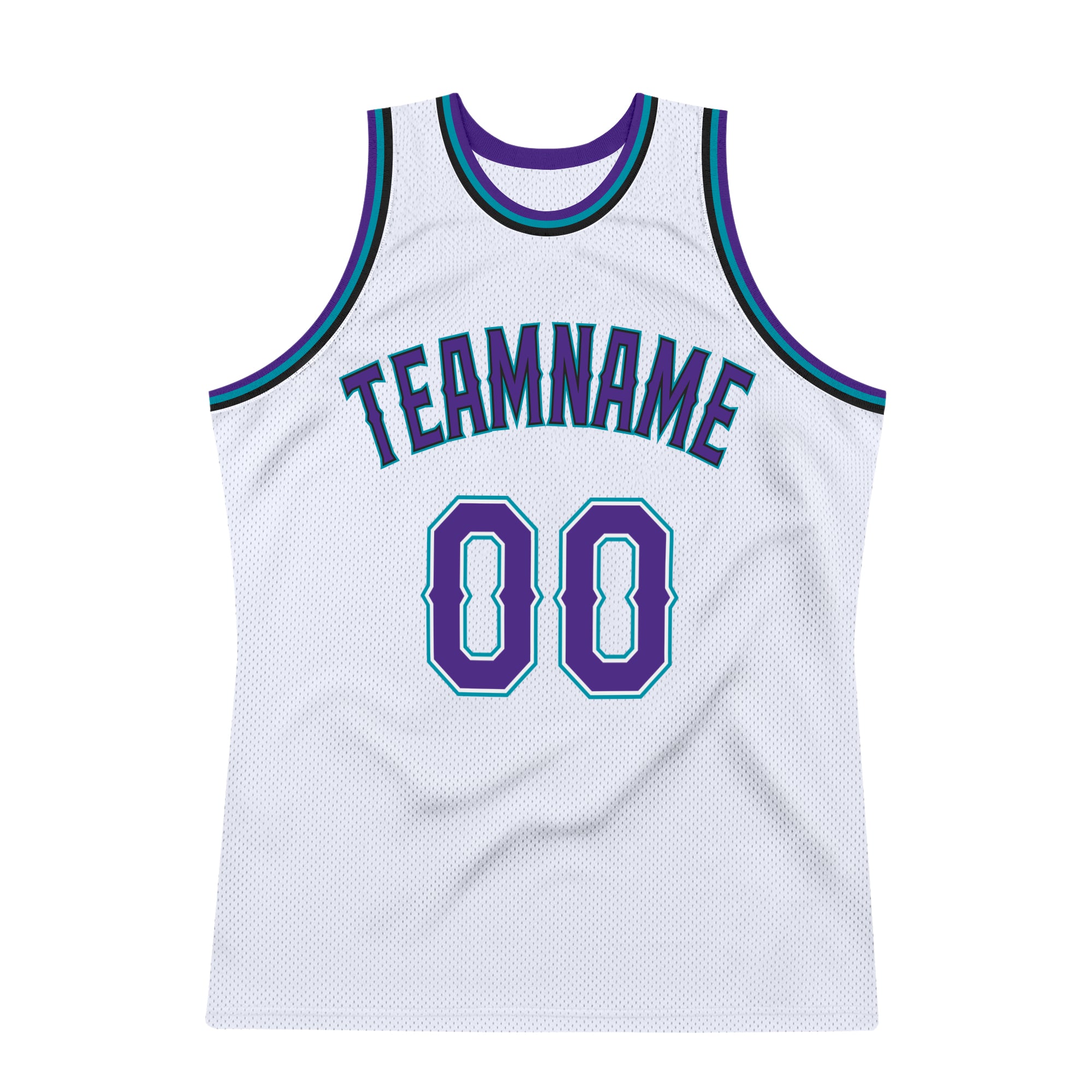 Custom White Purple-Teal Authentic Throwback Basketball Jersey