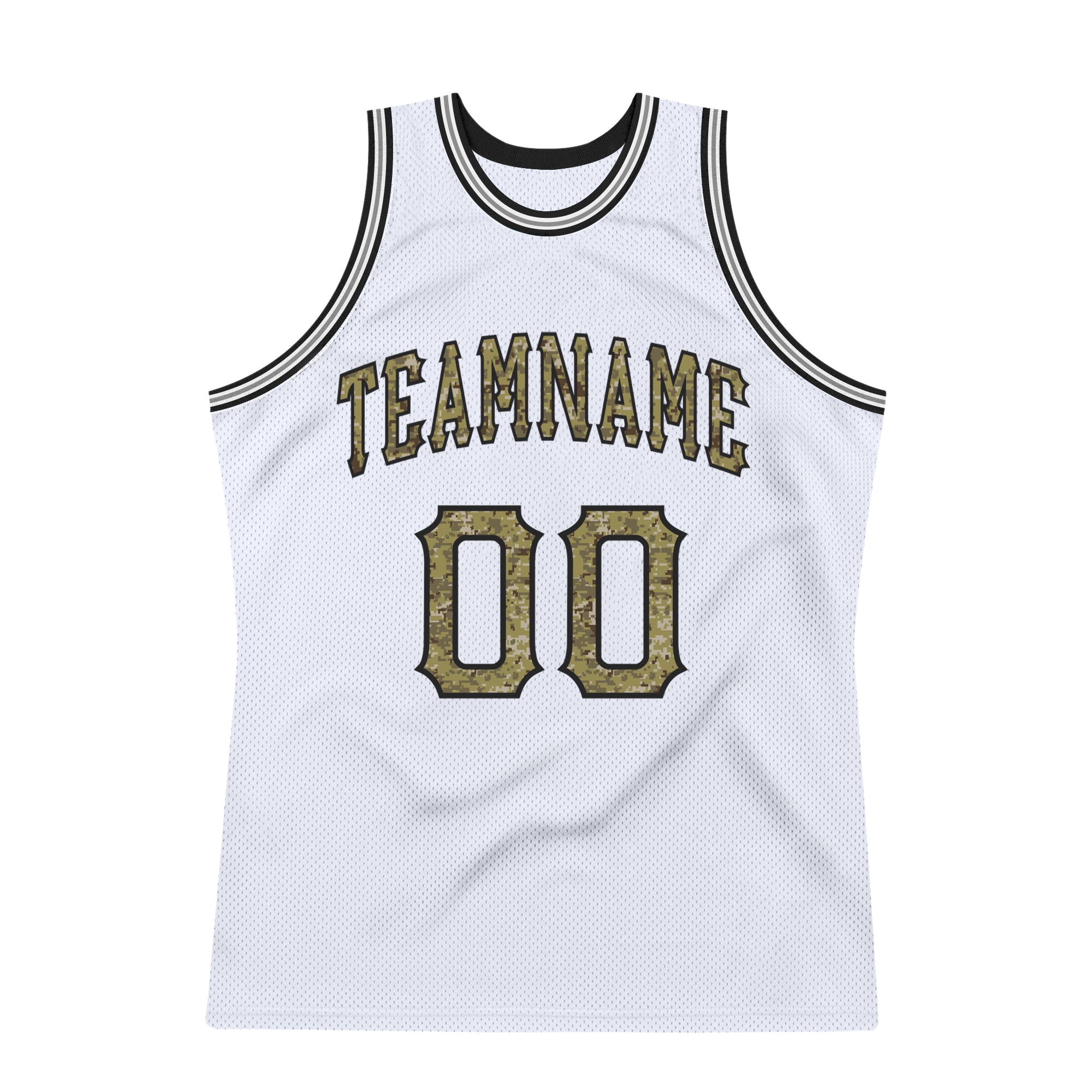 Custom White Camo-Gray Authentic Throwback Basketball Jersey