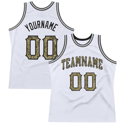 Custom White Camo-Gray Authentic Throwback Basketball Jersey