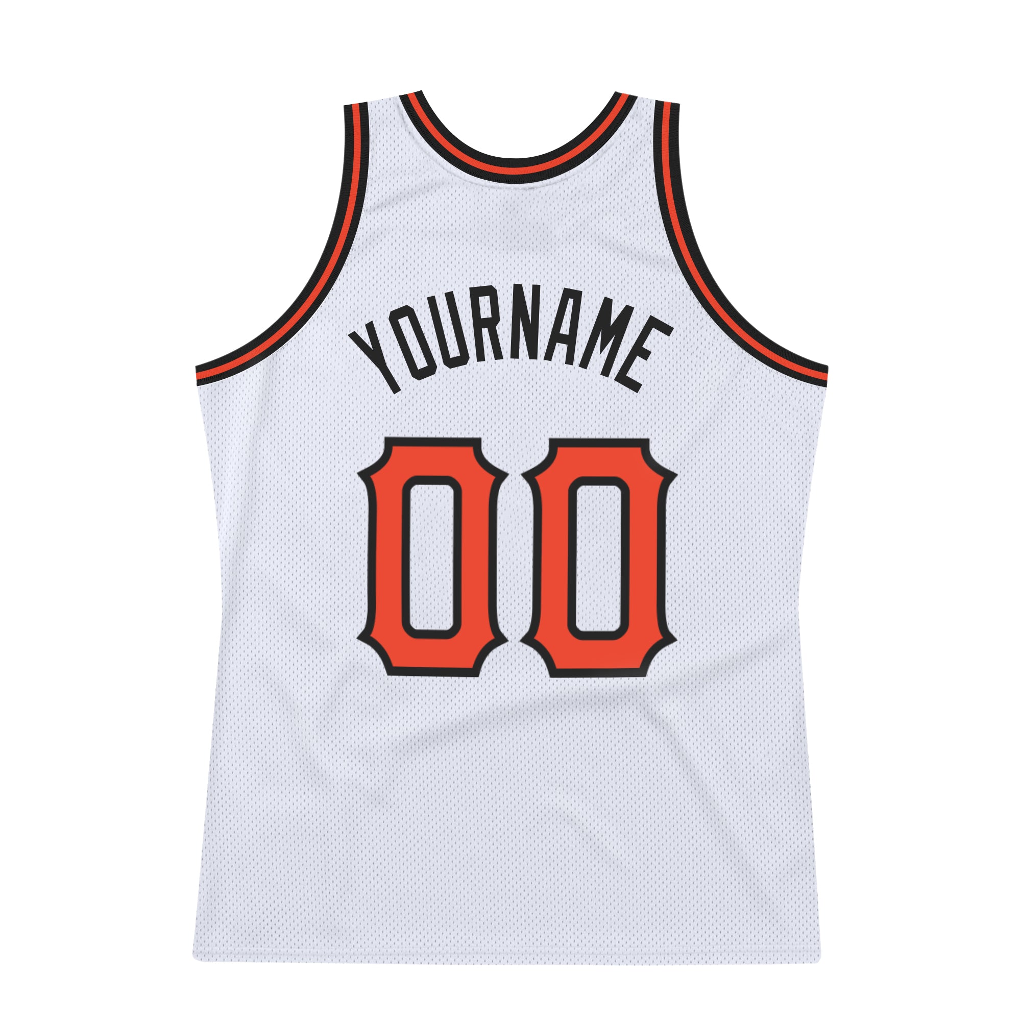 Custom White Orange-Black Authentic Throwback Basketball Jersey