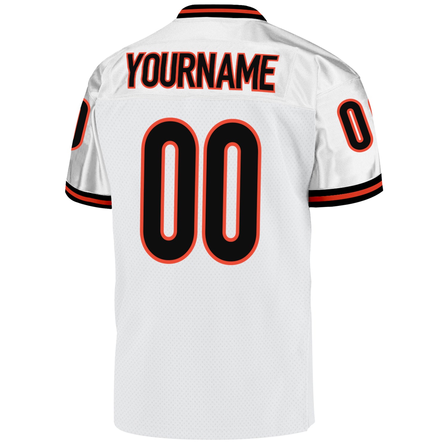 Custom White Black-Orange Mesh Authentic Throwback Football Jersey