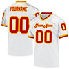 Custom White Red-Gold Mesh Authentic Throwback Football Jersey