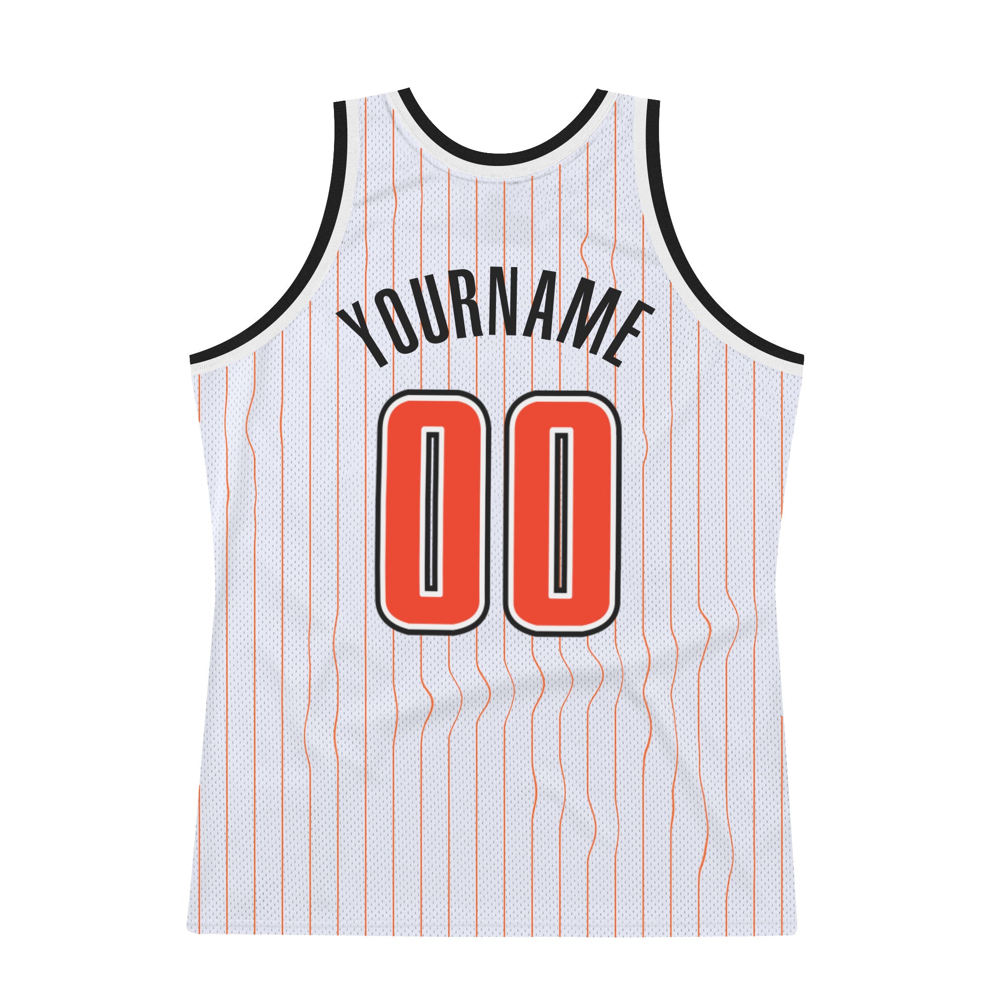 Custom White Orange Pinstripe Orange-Black Authentic Basketball Jersey