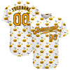 Custom White Gold-Black 3D Pattern Design Halloween Pattern With Pumpkins Authentic Baseball Jersey
