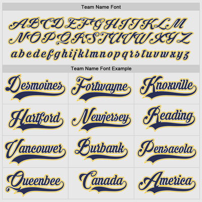 Custom White Navy-Gold Hockey Jersey