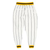 Custom White Black Pinstripe Gold-Black Sports Pants