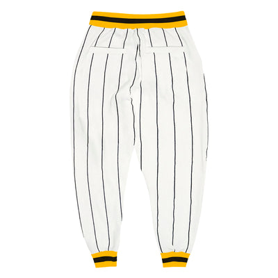 Custom White Black Pinstripe Gold-Black Sports Pants
