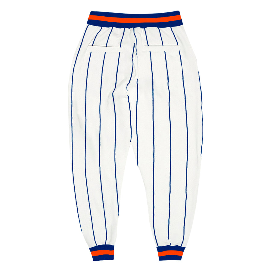 Custom White Royal Pinstripe Royal-Orange Sports Pants