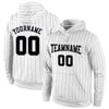 Custom Stitched White Black Pinstripe Black-Gray Sports Pullover Sweatshirt Hoodie