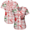 Custom White White-Red 3D Pattern Design Teddy Bears Authentic Baseball Jersey