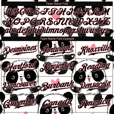 Custom White Black-Medium Pink 3D Pattern Design Pandas Authentic Baseball Jersey