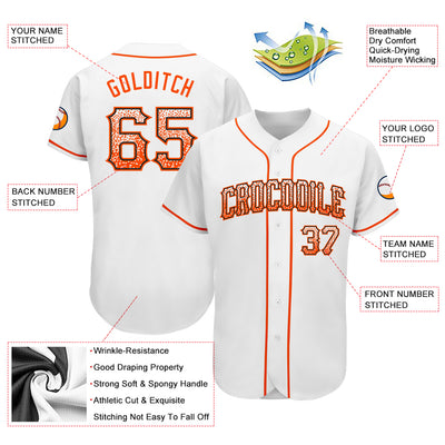 Custom White Orange-Black Authentic Drift Fashion Baseball Jersey