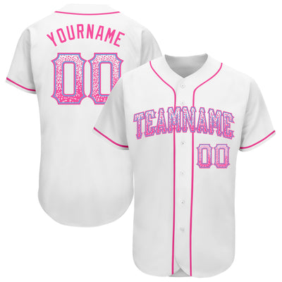 Custom White Pink-Light Blue Authentic Drift Fashion Baseball Jersey